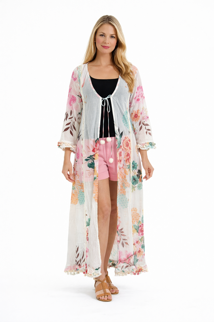 Printed cotton kimono