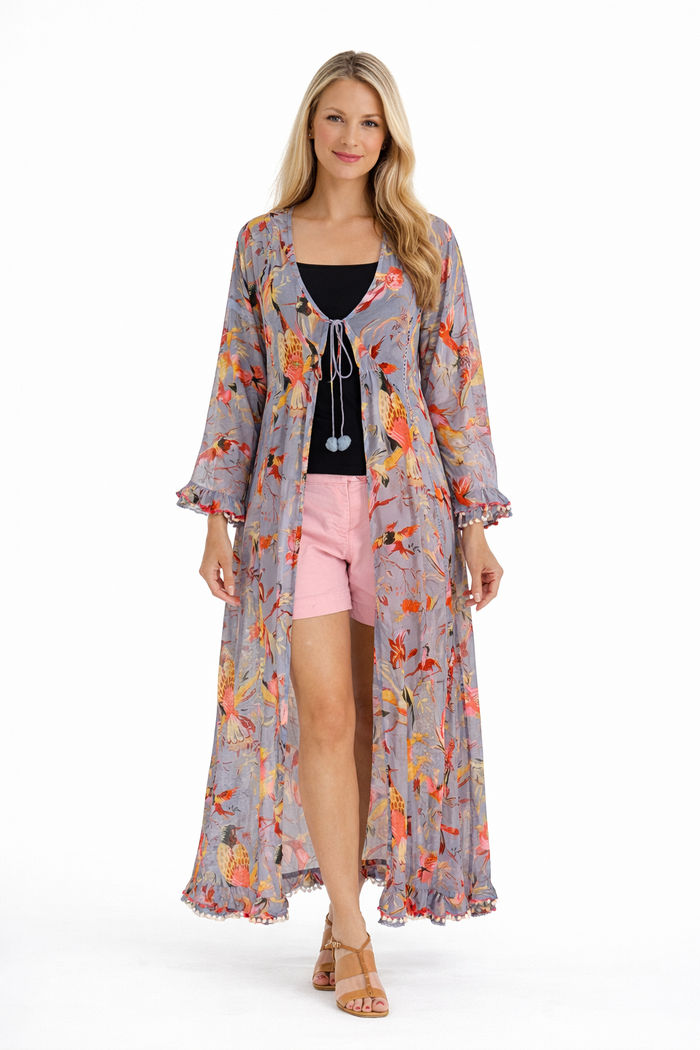 Printed cotton kimono