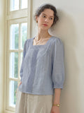 Raina Square Neck Embroidery Blouse