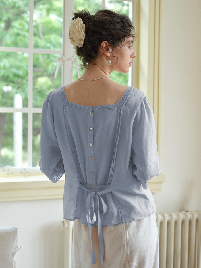 Raina Square Neck Embroidery Blouse