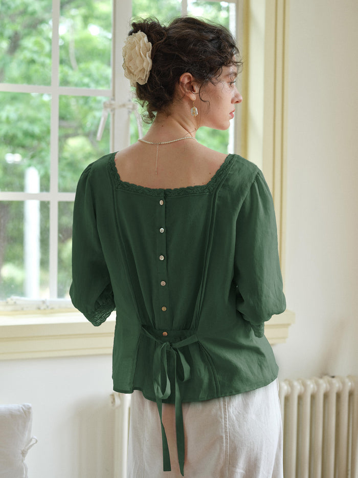 Raina Square Neck Embroidery Blouse
