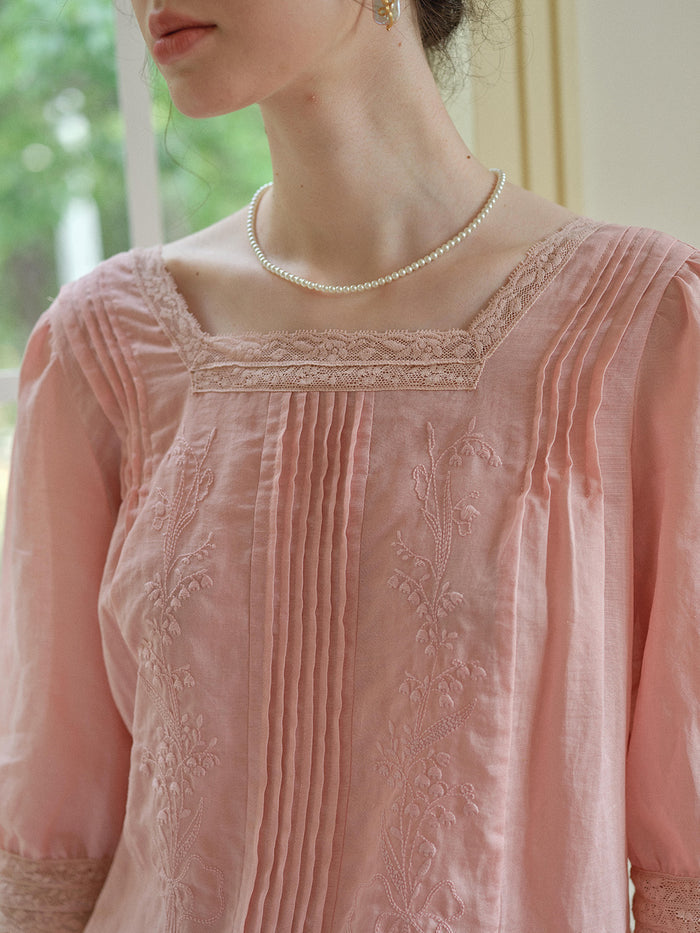 Raina Square Neck Embroidery Blouse