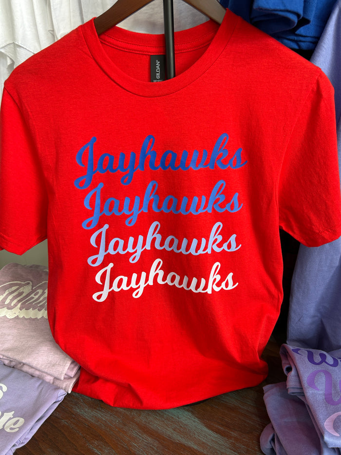 Red Jayhawk Tee