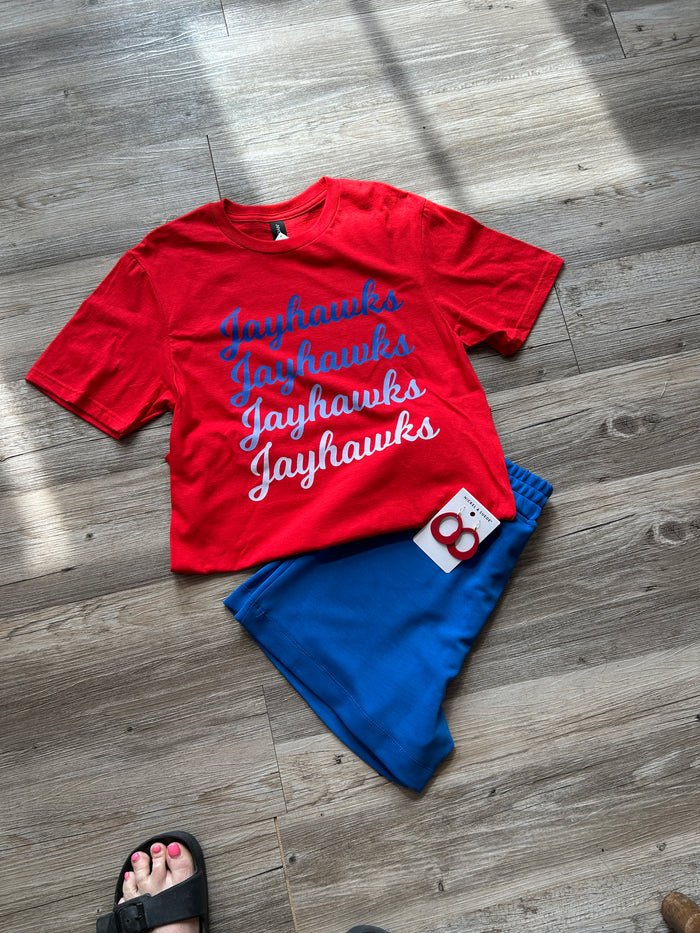 Red Jayhawk Tee