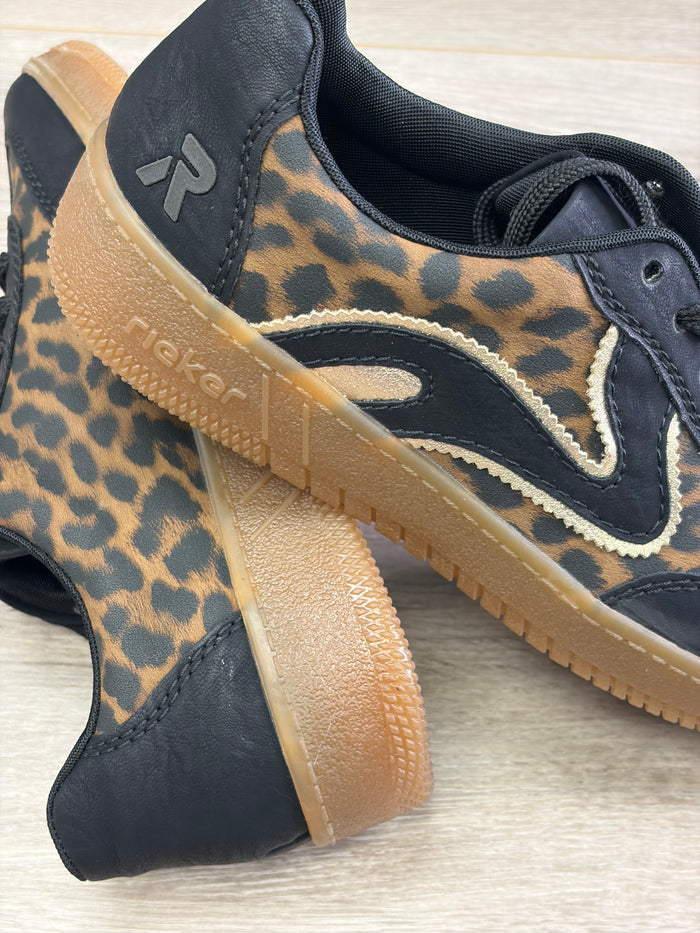 Rieker - Black Animal Print Trainer