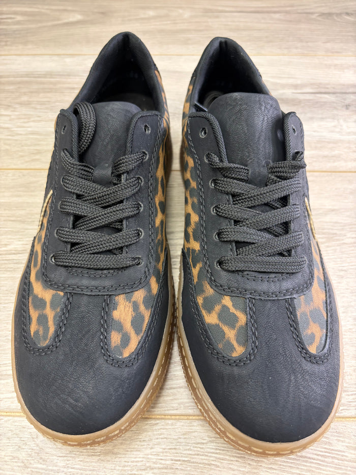 Rieker - Black Animal Print Trainer
