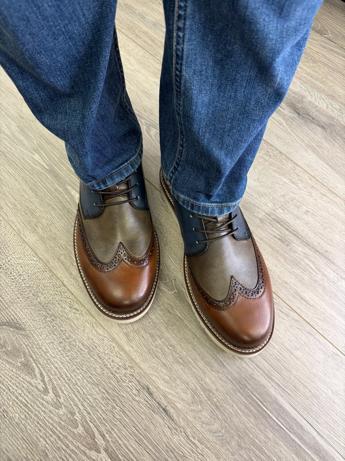 Rieker - Brown Mix Brouge Shoe