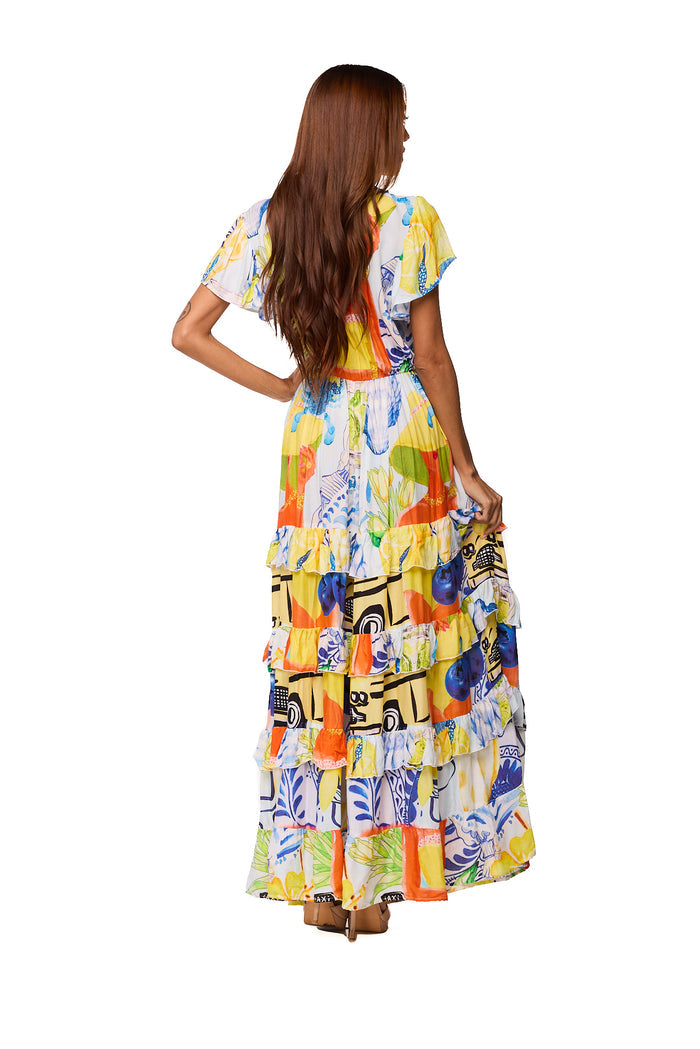 Riviera Patchwork Maxi Dress- AKC-31813