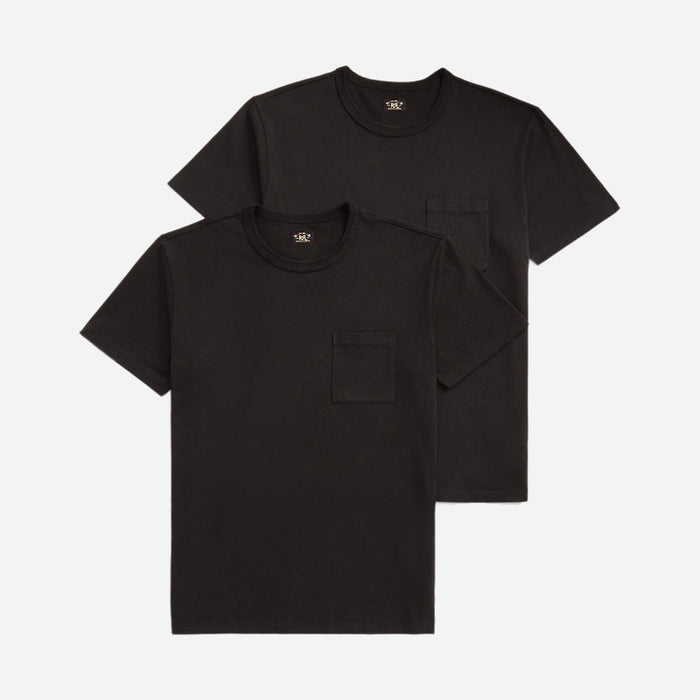 RRL Garment Dyed Pocket T-Shirt Two-Pack Black