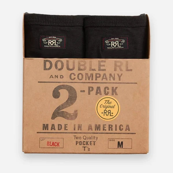 RRL Garment Dyed Pocket T-Shirt Two-Pack Black