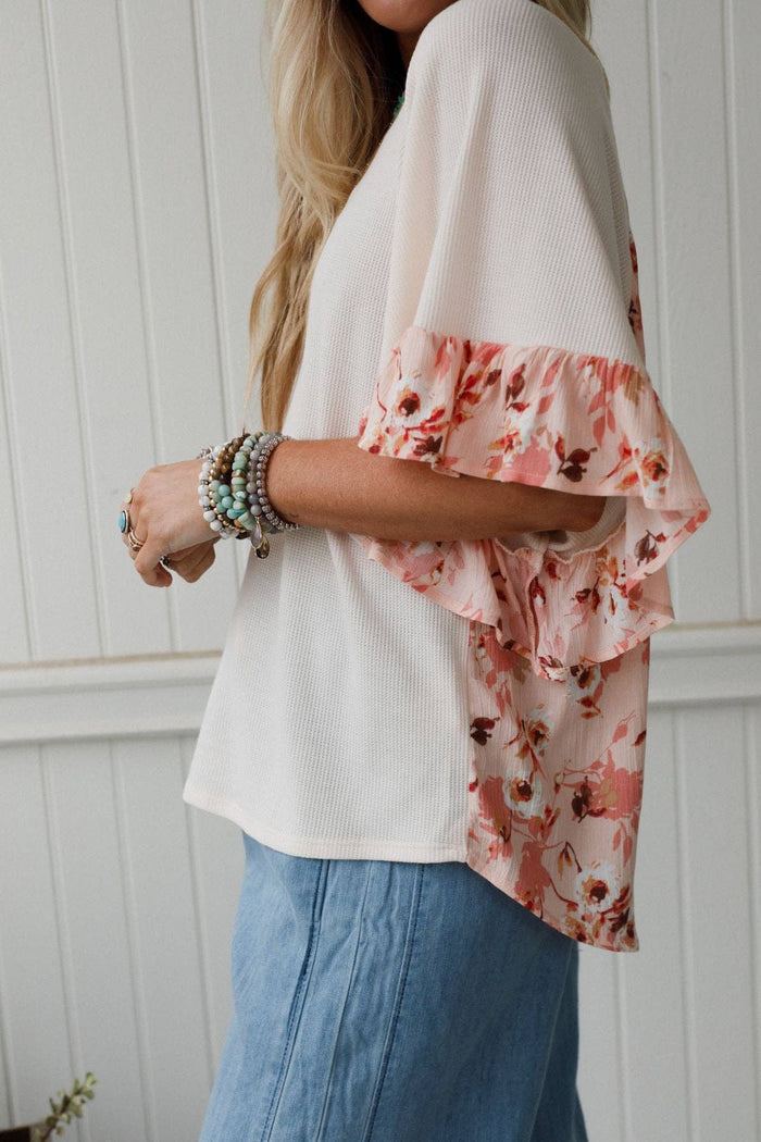 Ruffle Sleeve Top - Cream