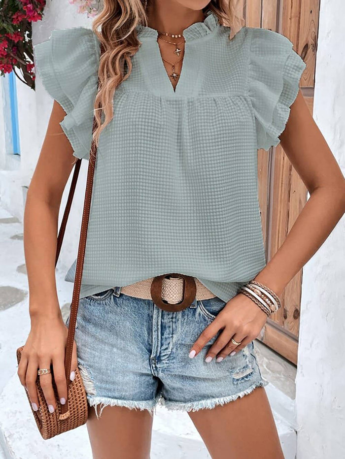 Ruffled V-Neck Blouse