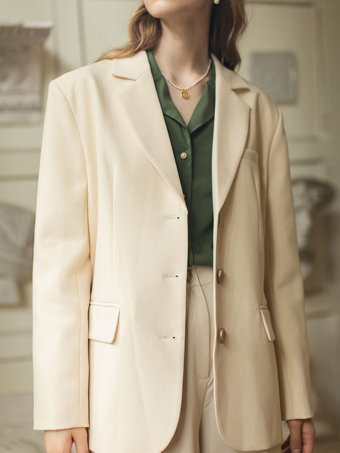 Scarlett Single-Breasted Oversize Blazer/Simple Retro/11240