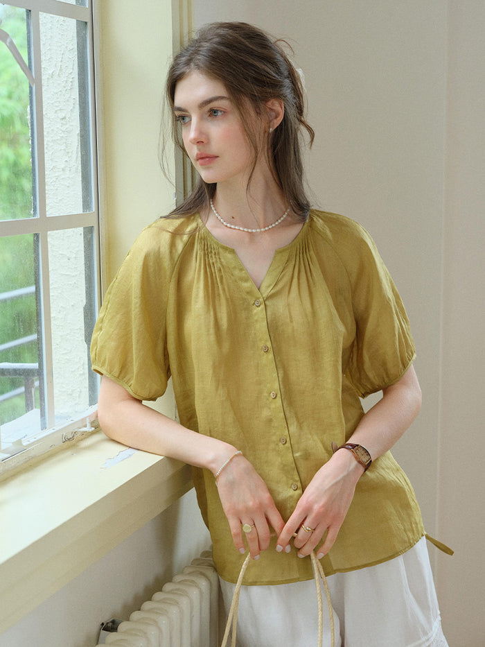Serena Round Neck 100%Ramie Blouse