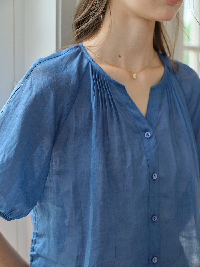 Serena Round Neck 100%Ramie Blouse