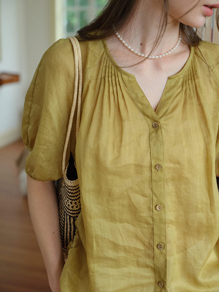 Serena Round Neck 100%Ramie Blouse
