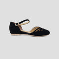 Charlie Stone Shoes dark academia shoes vintage flats with wedge for heel pain and tendonitis black suede