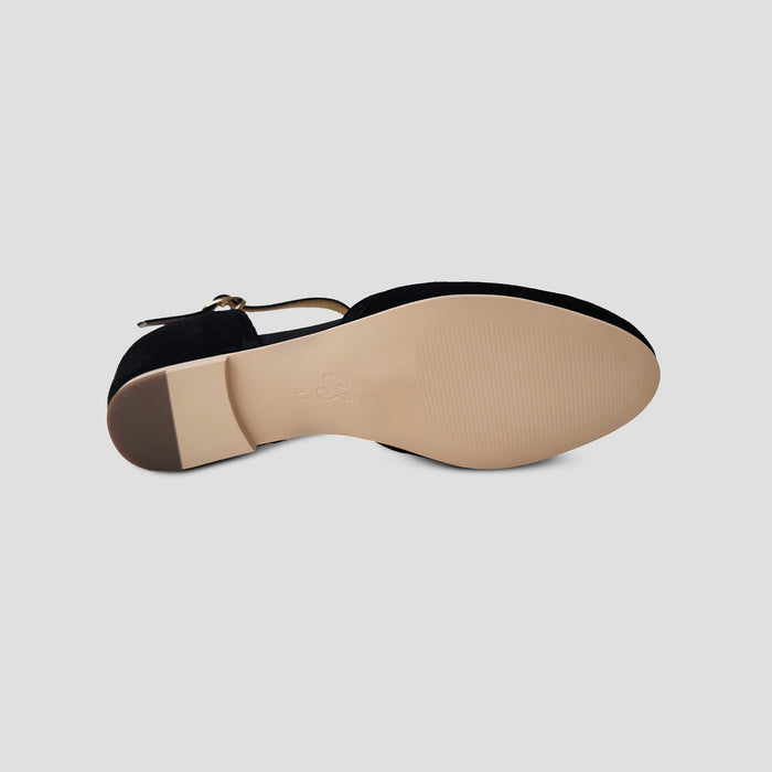 Charlie Stone Shoes dark academia shoes vintage flats with wedge for heel pain and tendonitis black suede
