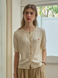 Siena Wave Neck Knit Wool Cardigan - Off White
