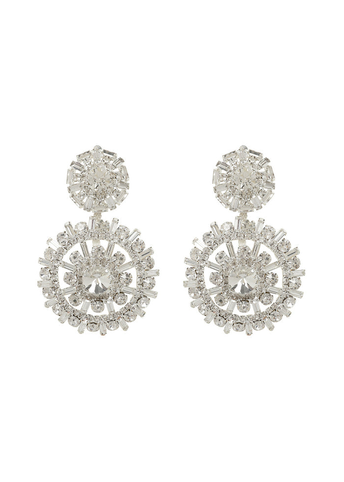 SILVER DROP EARRINGS WITH CRYSTALS