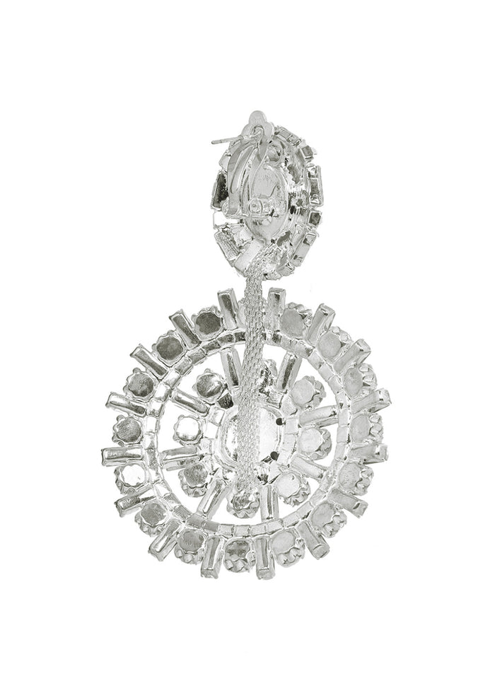 SILVER DROP EARRINGS WITH CRYSTALS