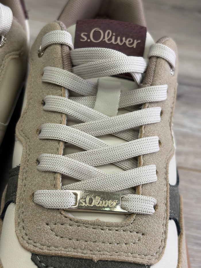 SOliver - Beige/Burgundy Trainer
