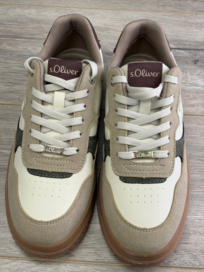 SOliver - Beige/Burgundy Trainer