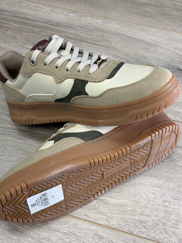 SOliver - Beige/Burgundy Trainer