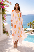 Starfish &amp; Seashell Print  long kaftan- KKG-2487 &nbsp;