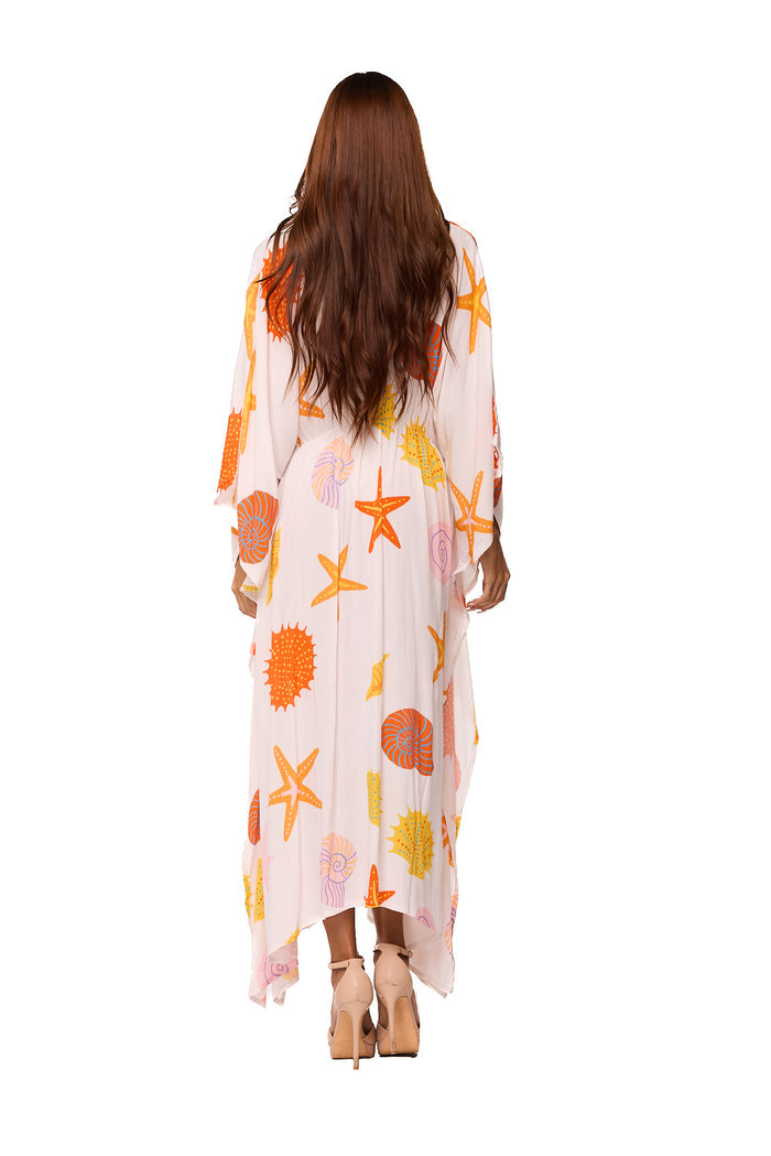 Starfish &amp; Seashell Print  long kaftan- KKG-2487 &nbsp;