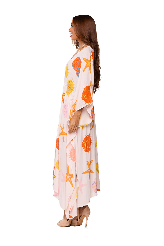 Starfish &amp; Seashell Print  long kaftan- KKG-2487 &nbsp;