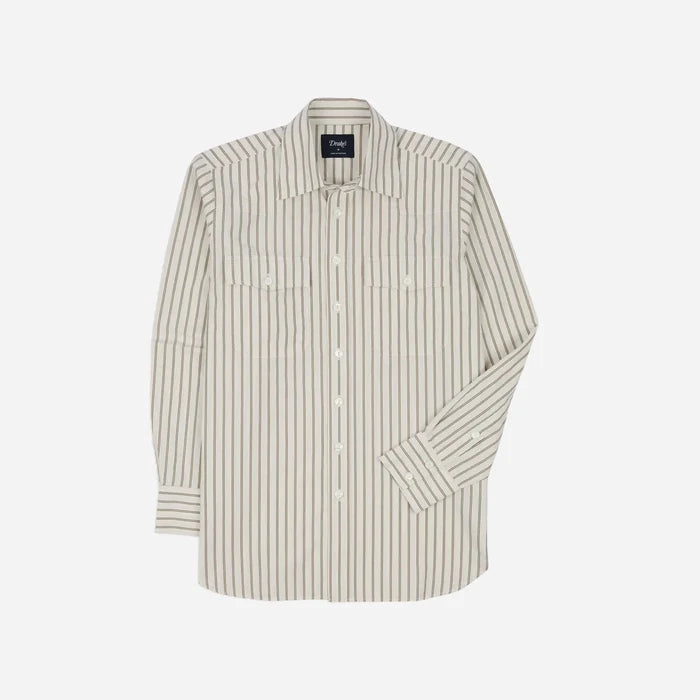 STRIPED WESTERN SHIRT - WHITE/SAND-NAVY