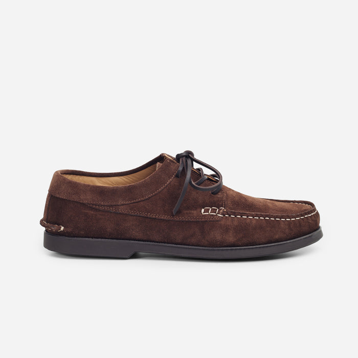 SUEDE BLUCHER SHOE - DARK BROWN