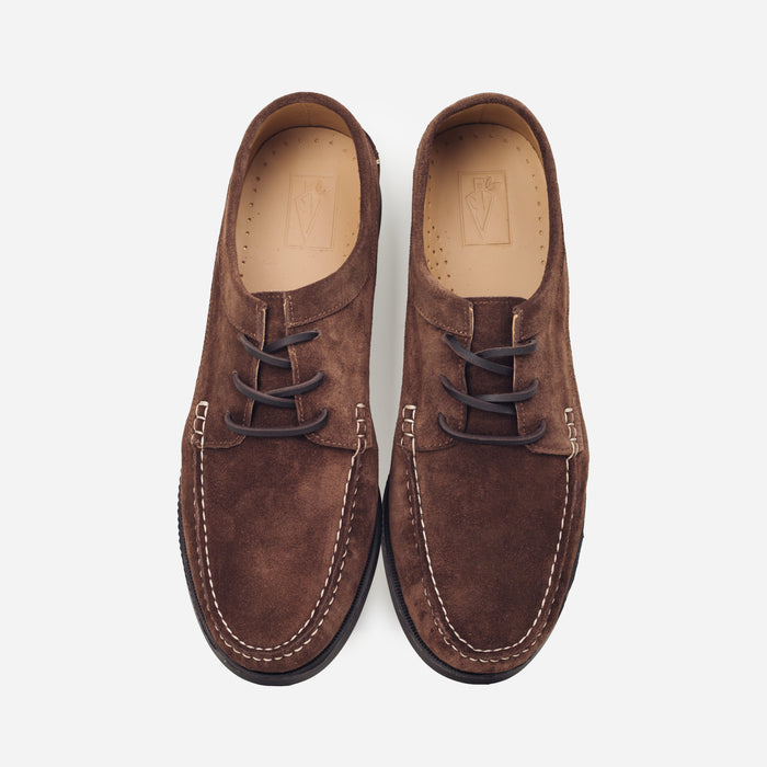 SUEDE BLUCHER SHOE - DARK BROWN