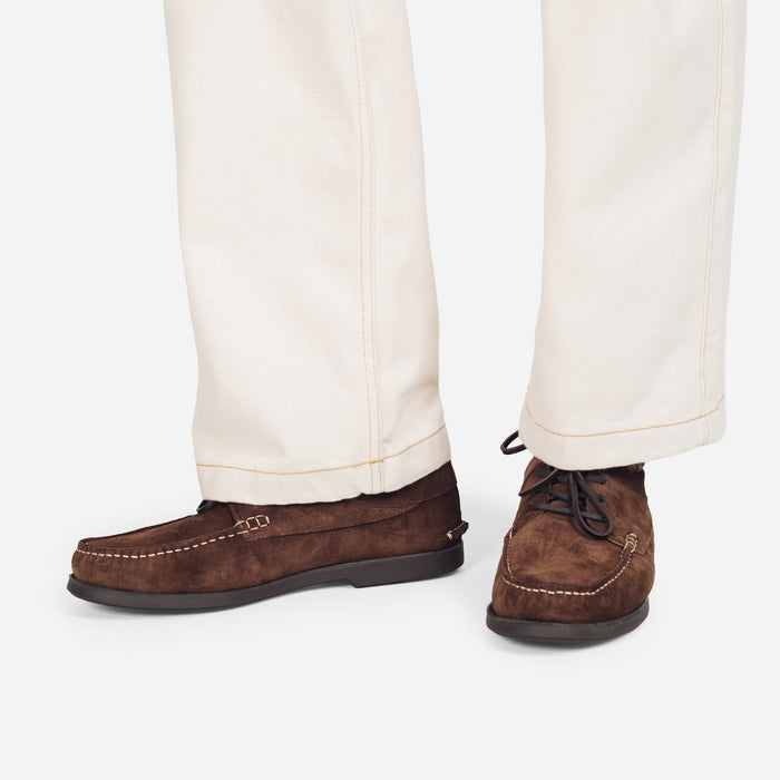 SUEDE BLUCHER SHOE - DARK BROWN