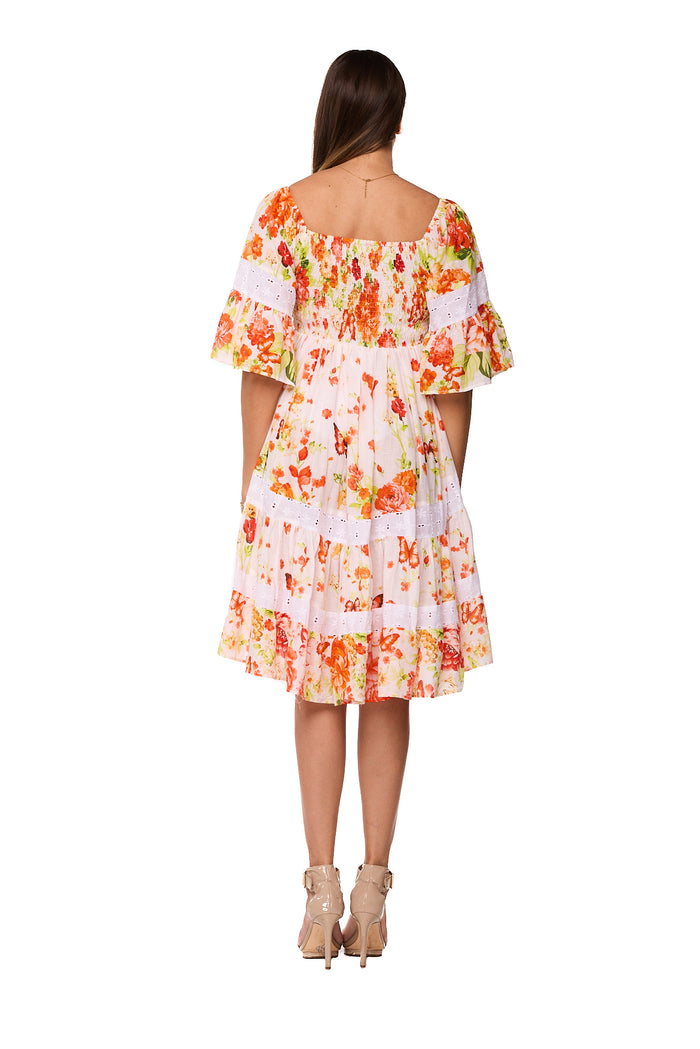Sunset Bloom Floral Resort Mini Dress AKC-31817