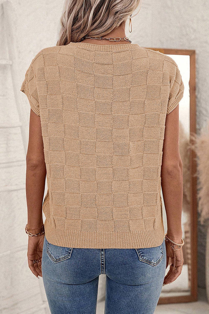 Textured  Short Sleeve Sweater