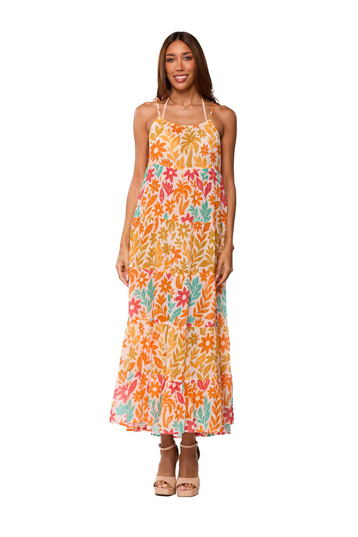 Tropical Floral Resort Maxi Dress