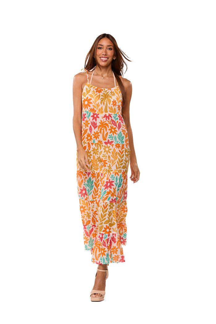 Tropical Floral Resort Maxi Dress