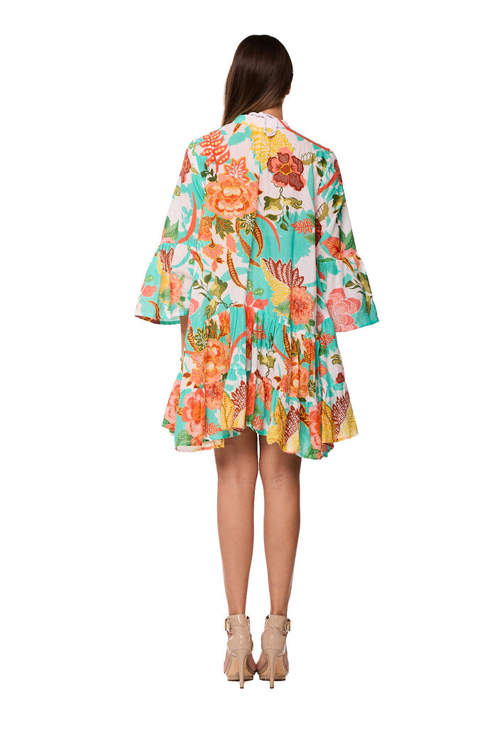 Tropical Garden Kimono Mini Dress-AKC-31896