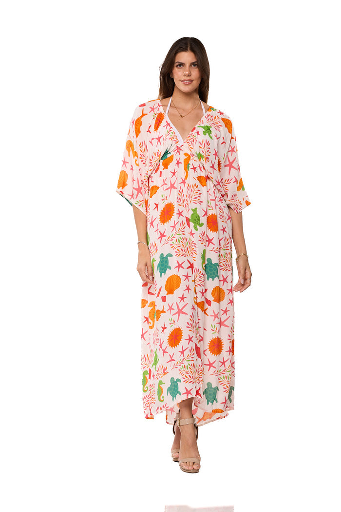 Tropical Ocean Print Resort Maxi Dress