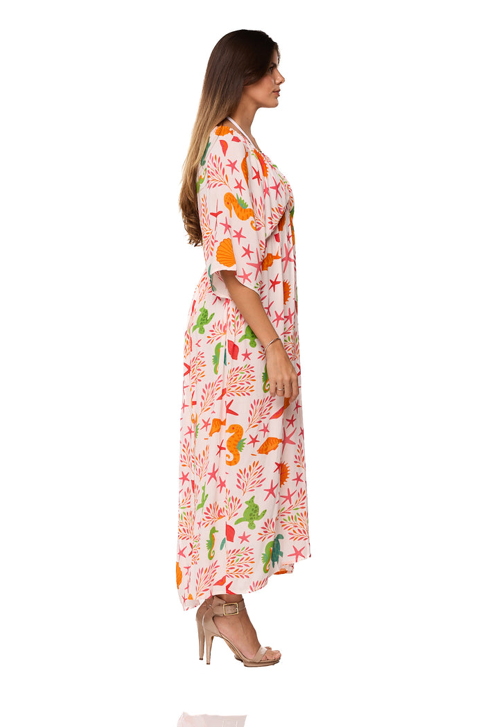 Tropical Ocean Print Resort Maxi Dress
