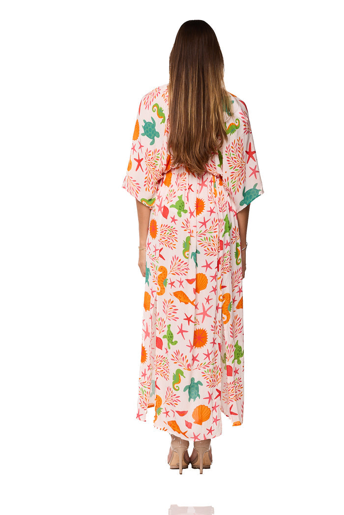 Tropical Ocean Print Resort Maxi Dress