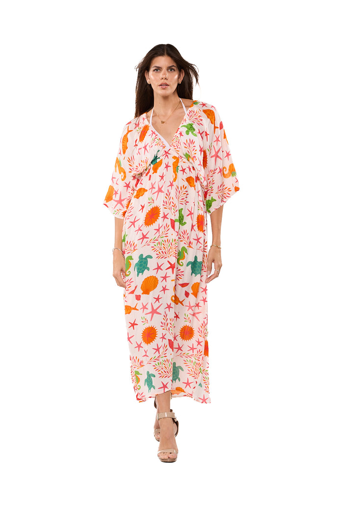Tropical Ocean Print Resort Maxi Dress