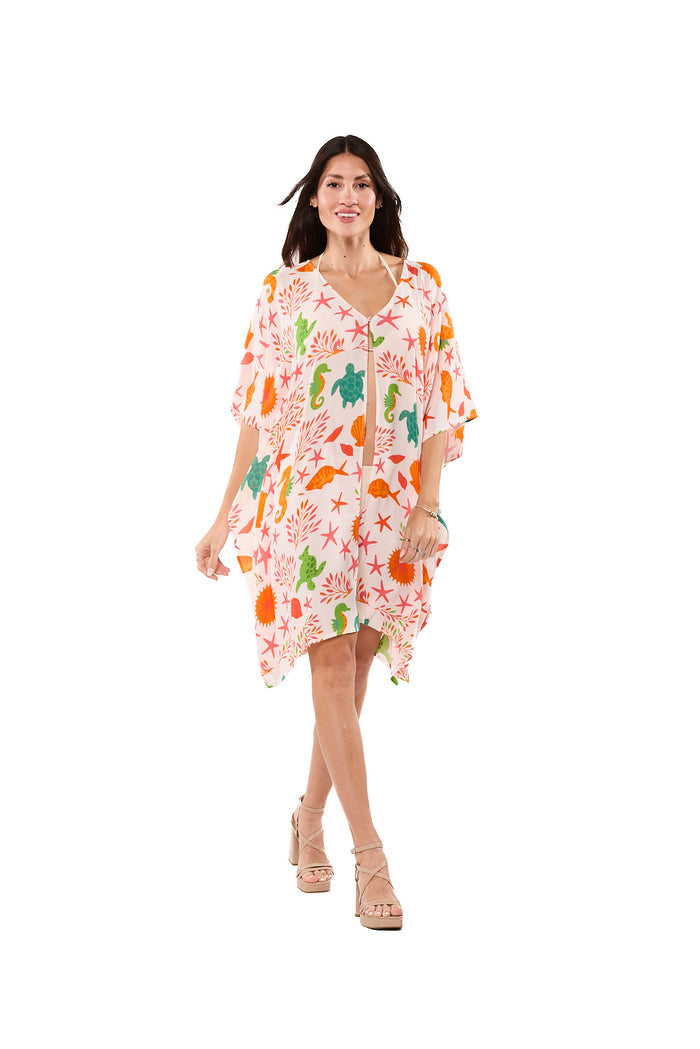 Tropical Reef Print Beach Kaftan