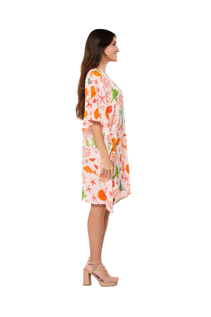 Tropical Reef Print Beach Kaftan