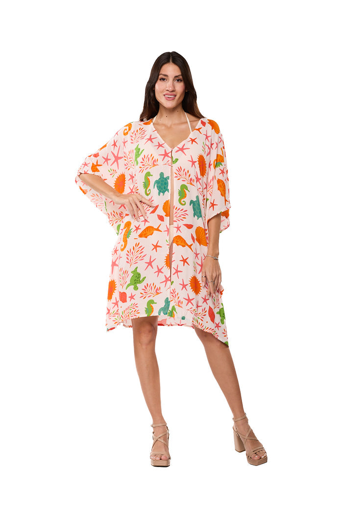 Tropical Reef Print Beach Kaftan