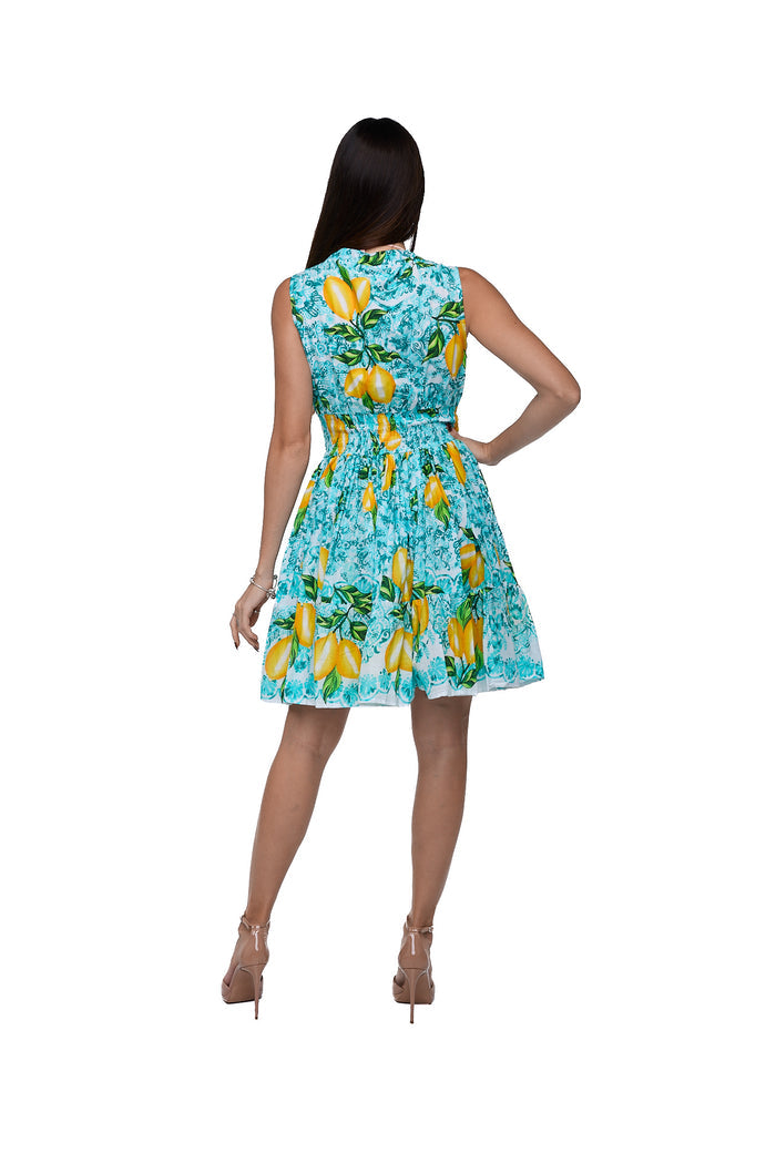 Turquoise Citrus Bay Dress - AKC-31844