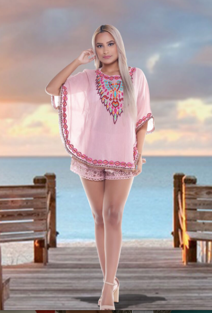 Turquoise  embellished balloon top
