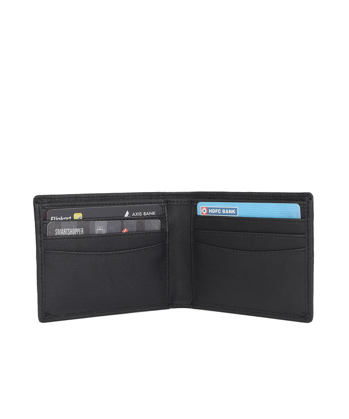 Urbano Fashion Men's Black Casual, Formal Leather Wallet-6 Card Slots